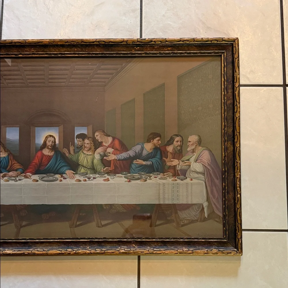 Vintage Framed Last Supper Wall Art - Picture 4 of 7